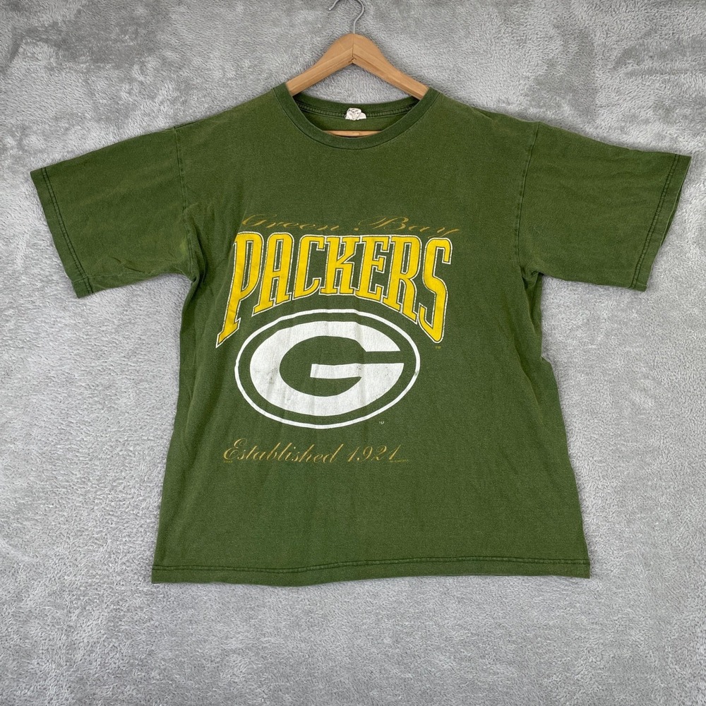 Vintage‎ Green Bay Packers Shirt Mens XL Green 1997 NFL Graphic Sport Champ